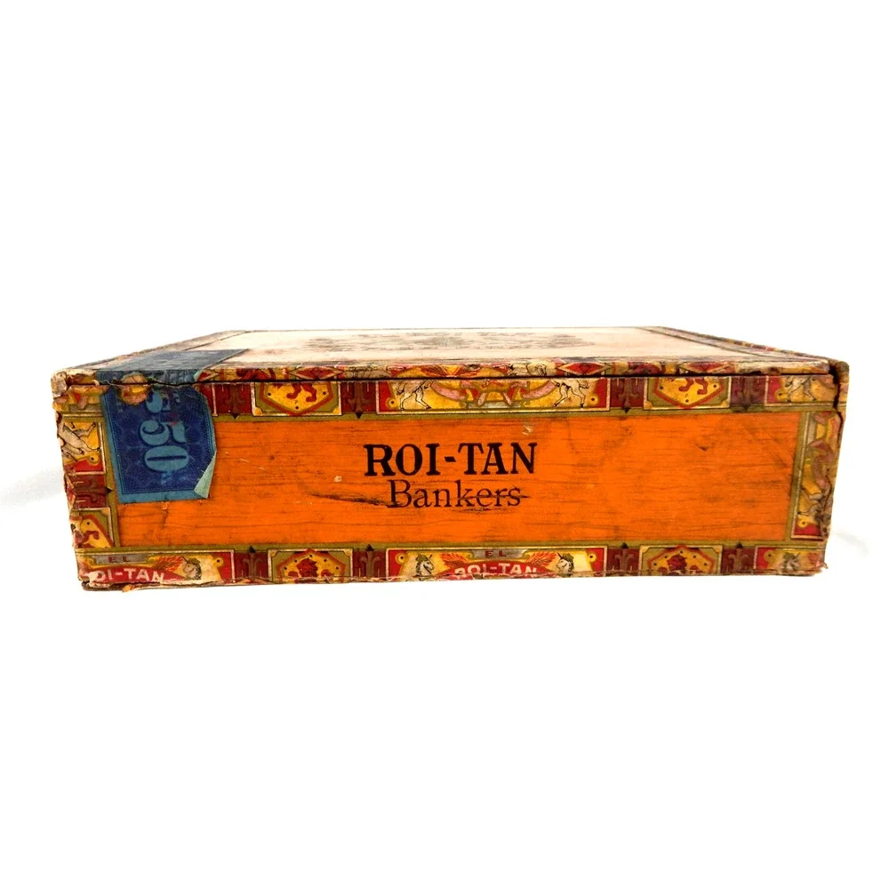 Vintage 1930s El Roi-Tan Bankers Wood Cigar Box Flor Fina Factory No 1896 PA